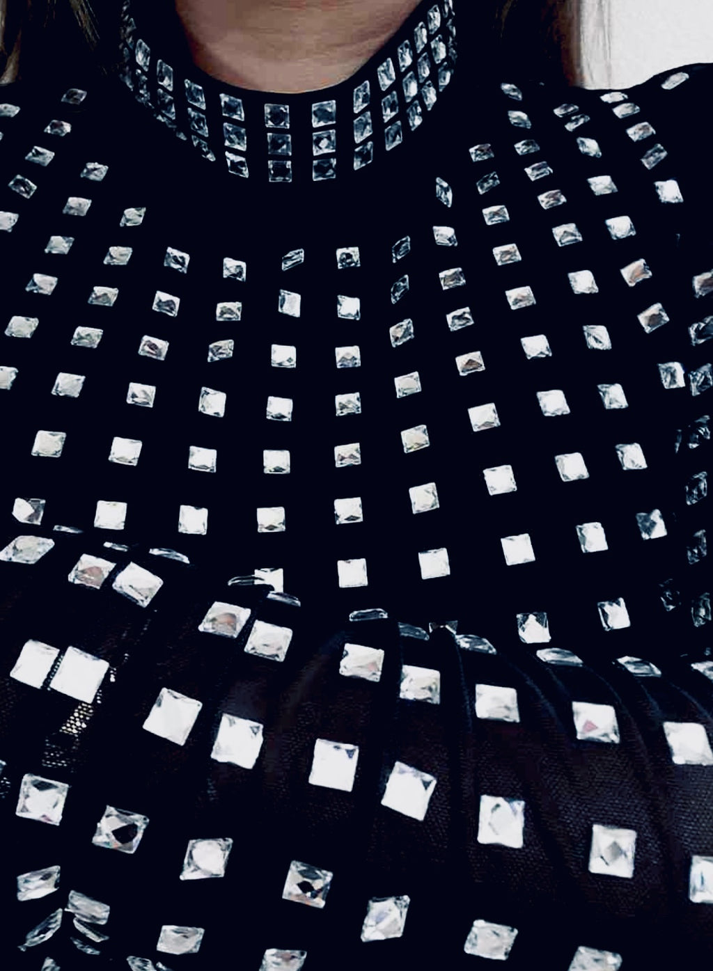 “Club Wear”  Rhinestones Embellished Long Sleeve Top