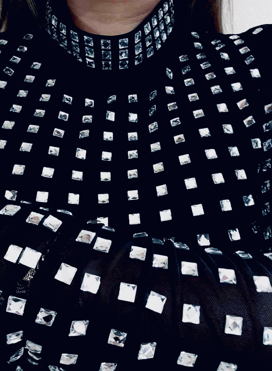 “Club Wear”  Rhinestones Embellished Long Sleeve Top