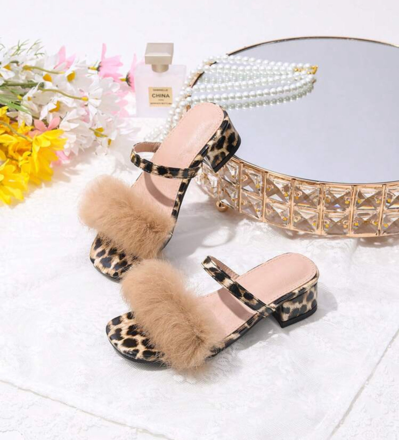 Girls Fluffy Fashion Sandals Elegant And Fashionable Chunky Heel Sandals