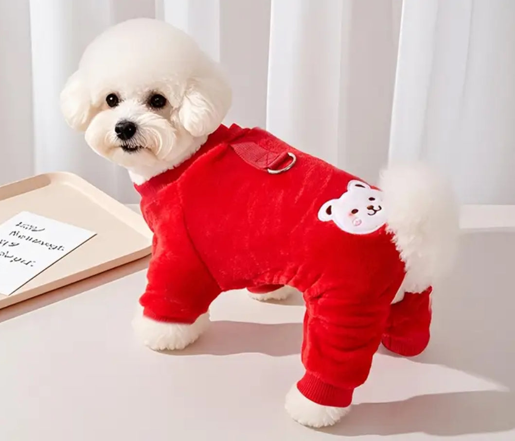 Bear Dog Pajamas - Warm Winter Apparel for Small & Medium Dogs & Cats