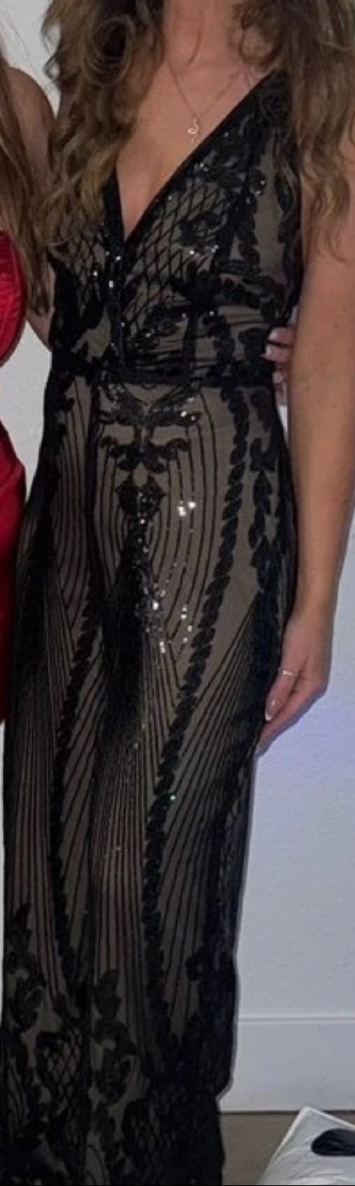 Women's Sequin Deep V-Neck Wide Leg Jumpsuit