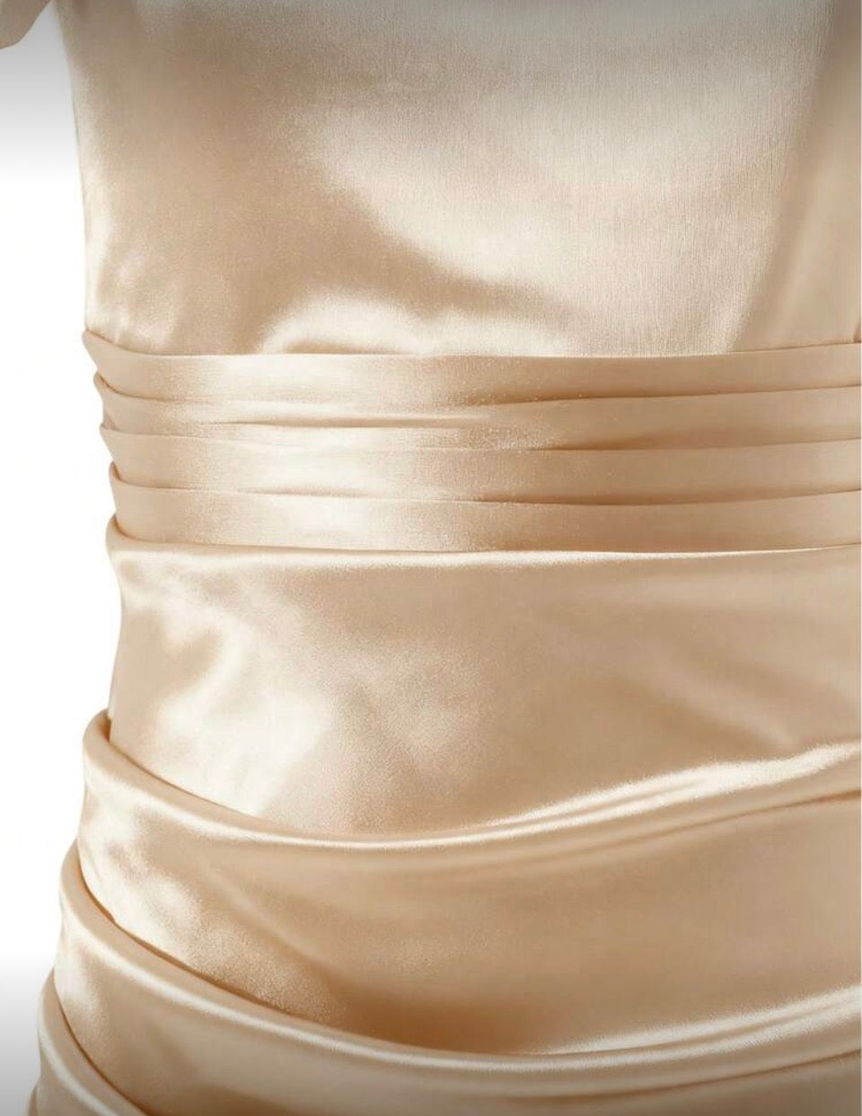 Tween “Glossy” Elegant Satin One-Shoulder Bow Decor High-Waist Long Slit Design