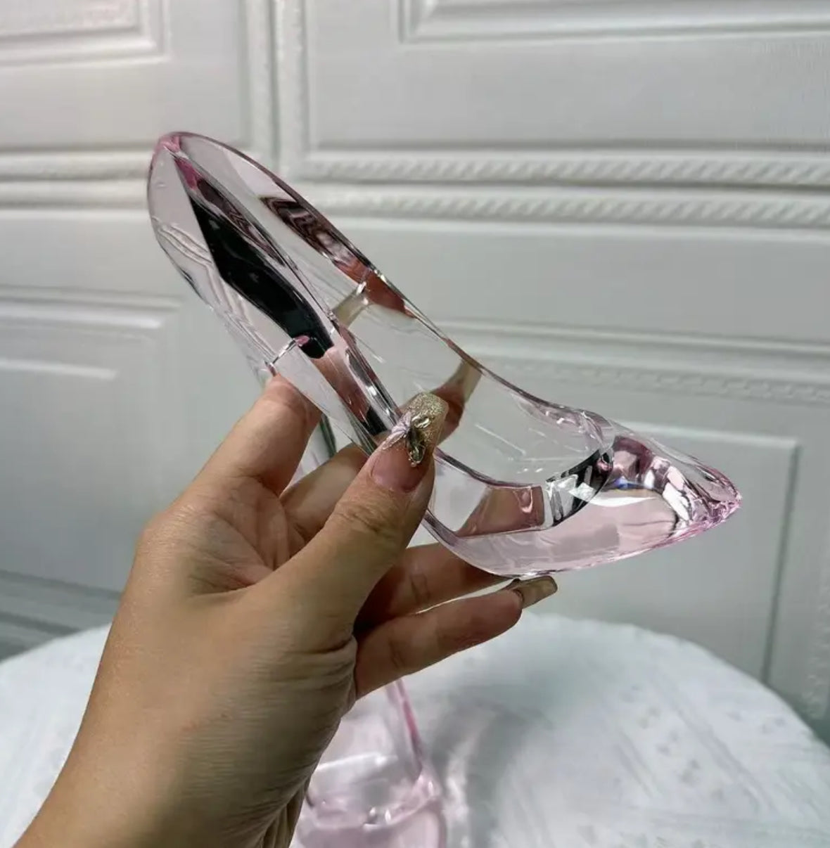 Elegant Acrylic Crystal Shoe Ornament | Transparent Jewelry Organizer or Birthday /Home Decor