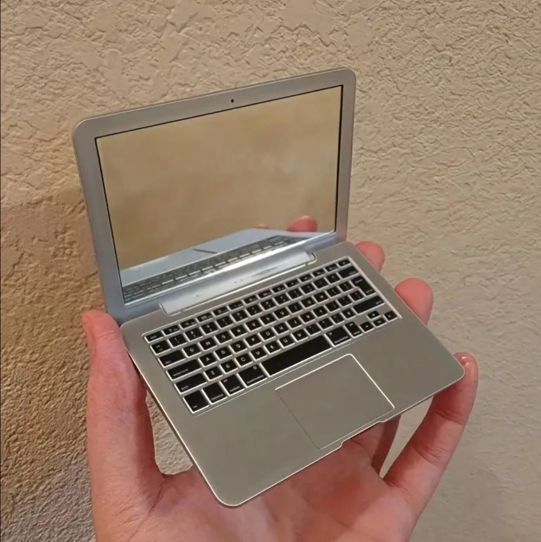 1pc Mini Portable Folding Laptop-Shaped Glass Surface Mirror with Built-in Stand-like Design