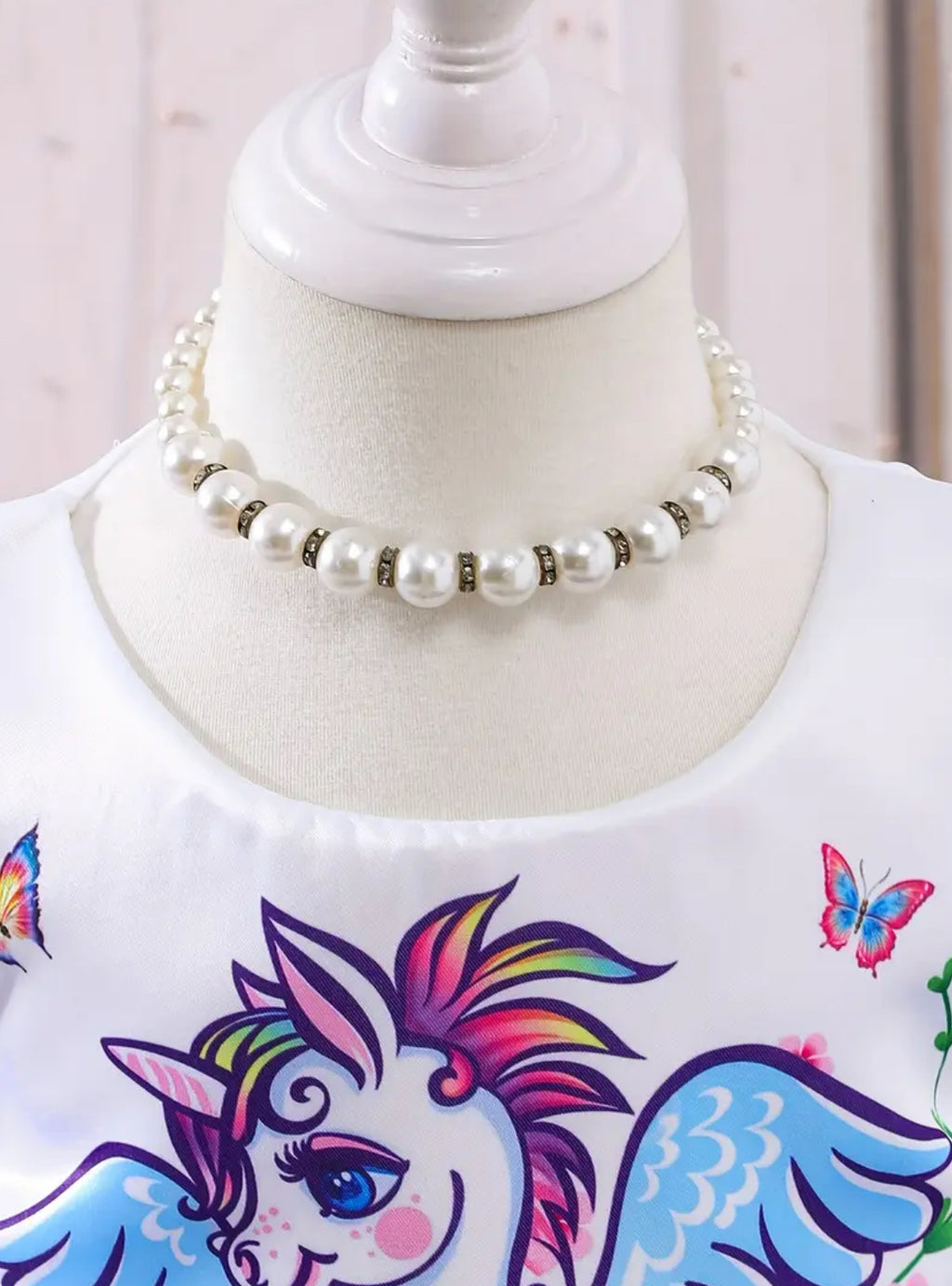 Girls Unicorm Dress Petal Sleeves, Mesh Detail, Knee-Length with Bow Accent 🦄