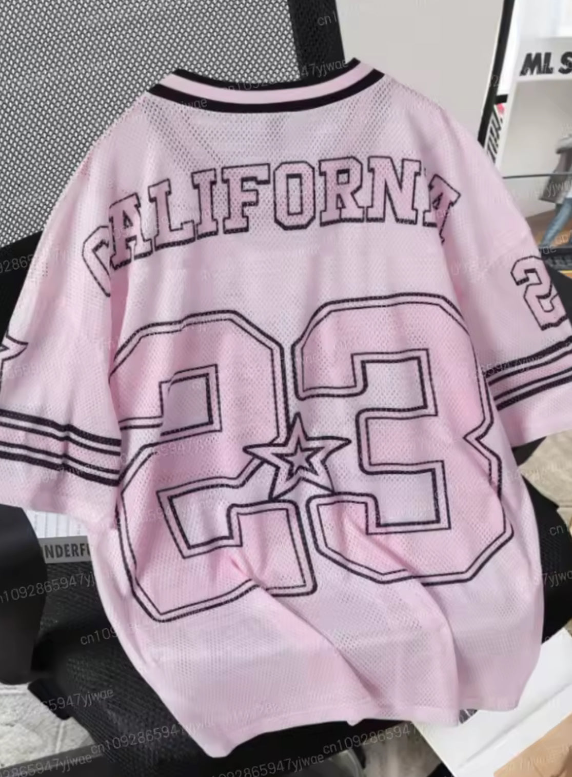 “CALIFORNIA STAR” Pink Jersey V-Neck Short Sleeve Streetwear