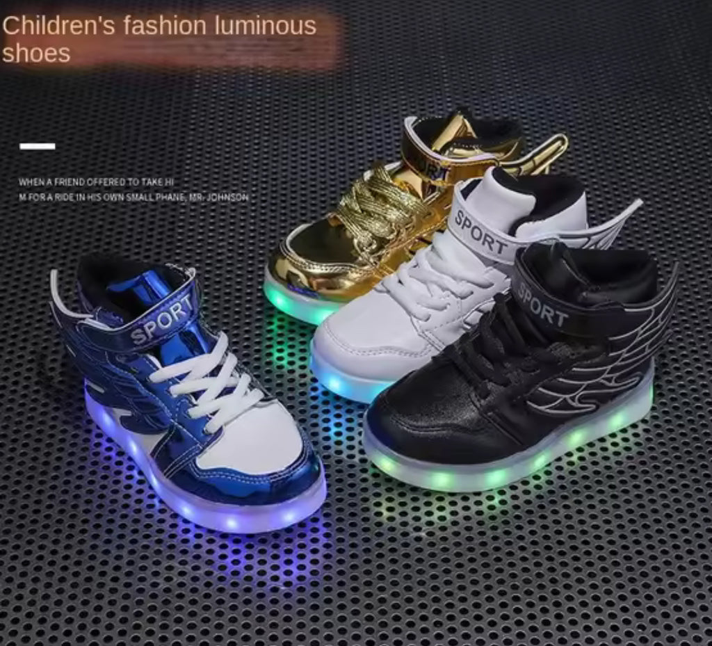 “Luminous Wings” Kids USB Charge LED Illuminated Lights Shoe