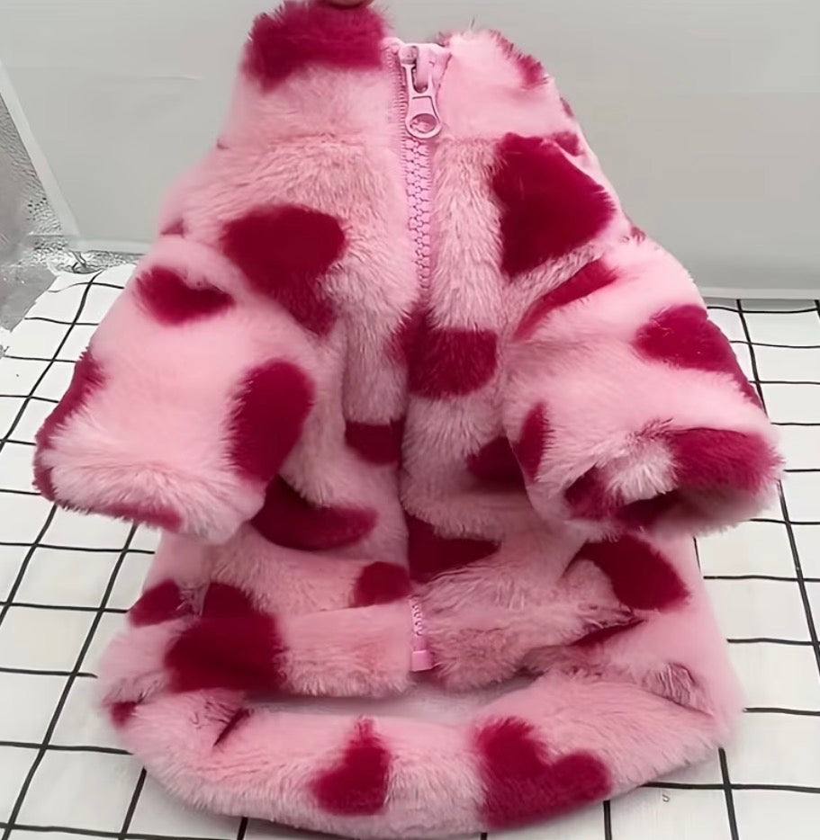 1pc Warm Pet Coat - Thick Polyester With Zipper for Small & Medium Breeds