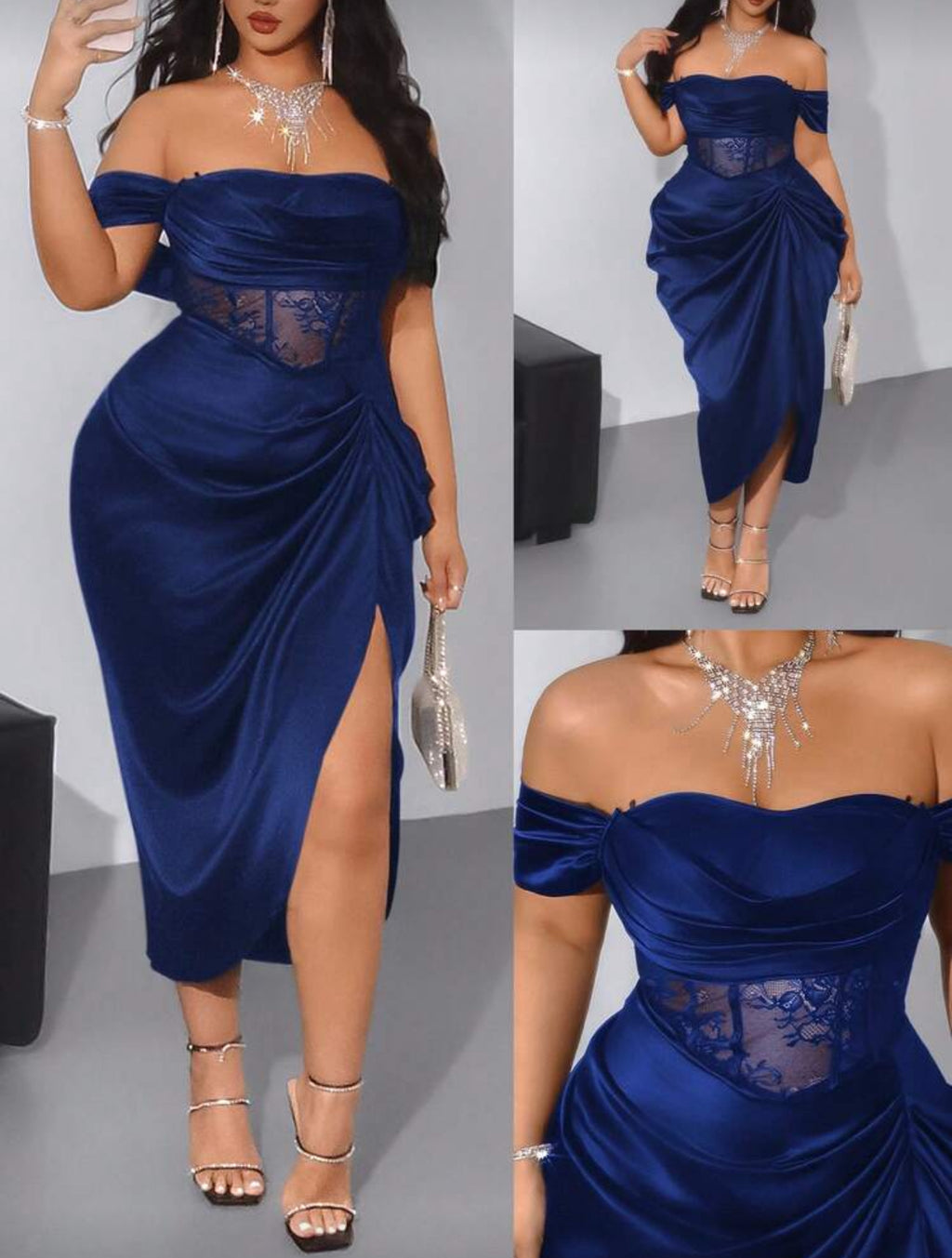 Elegant Plus Size Lace Detail Dress