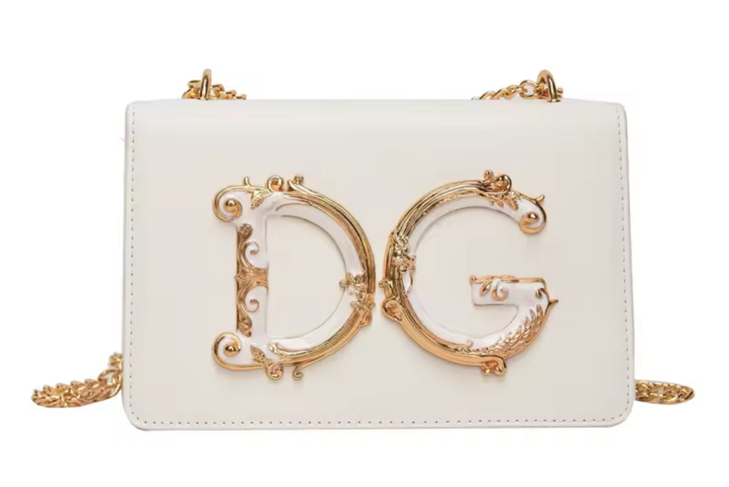 DG Chain Link Strap | Napa Leather Crossbody Shoulder Handbag 
