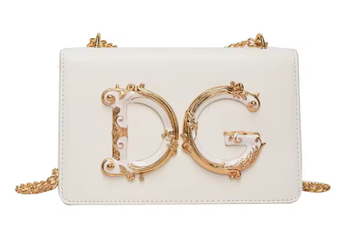 DG Chain Link Strap | Napa Leather Crossbody Shoulder Handbag 