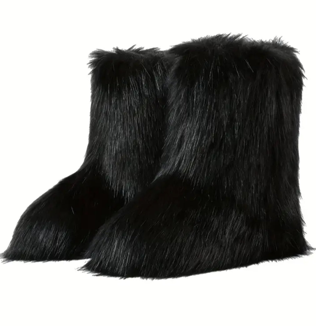 ‘Warm & Fuzzy” Winter Mid-Calf Faux Fur Snow Boots