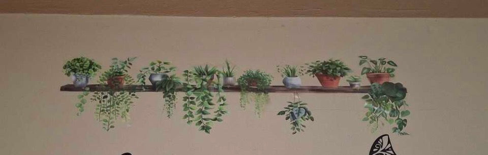 1pc Vinal Fresh Potted Green Plants & Vine Wall Decal Sticker