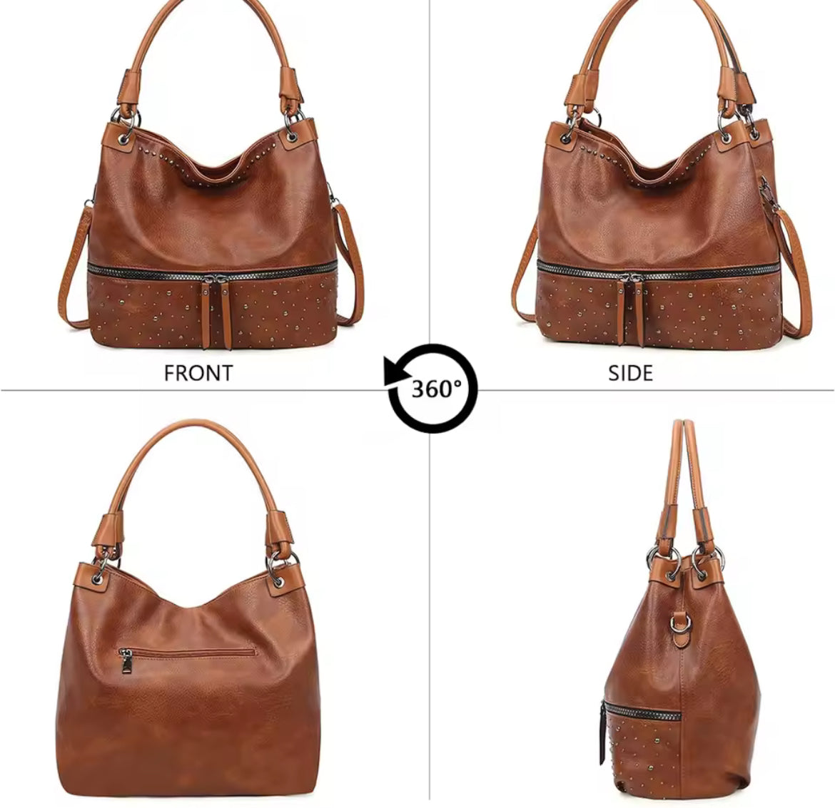 Retro Rivet Cross Body Tote Bag