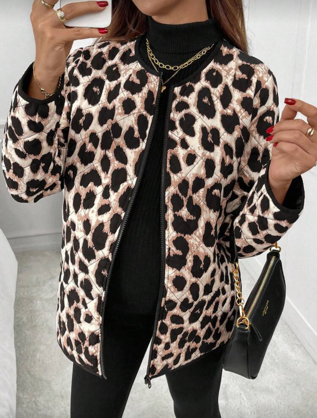Maternity Leopard Print 3-In-1 Fashionable Winter Coat + Maternity Jacket + Baby Carrier Coat