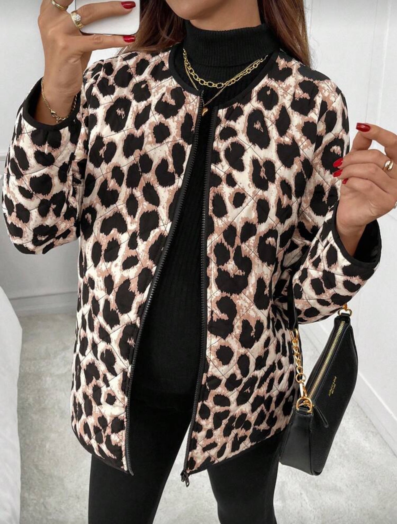 Maternity Leopard Print 3-In-1 Fashionable Winter Coat + Maternity Jacket + Baby Carrier Coat