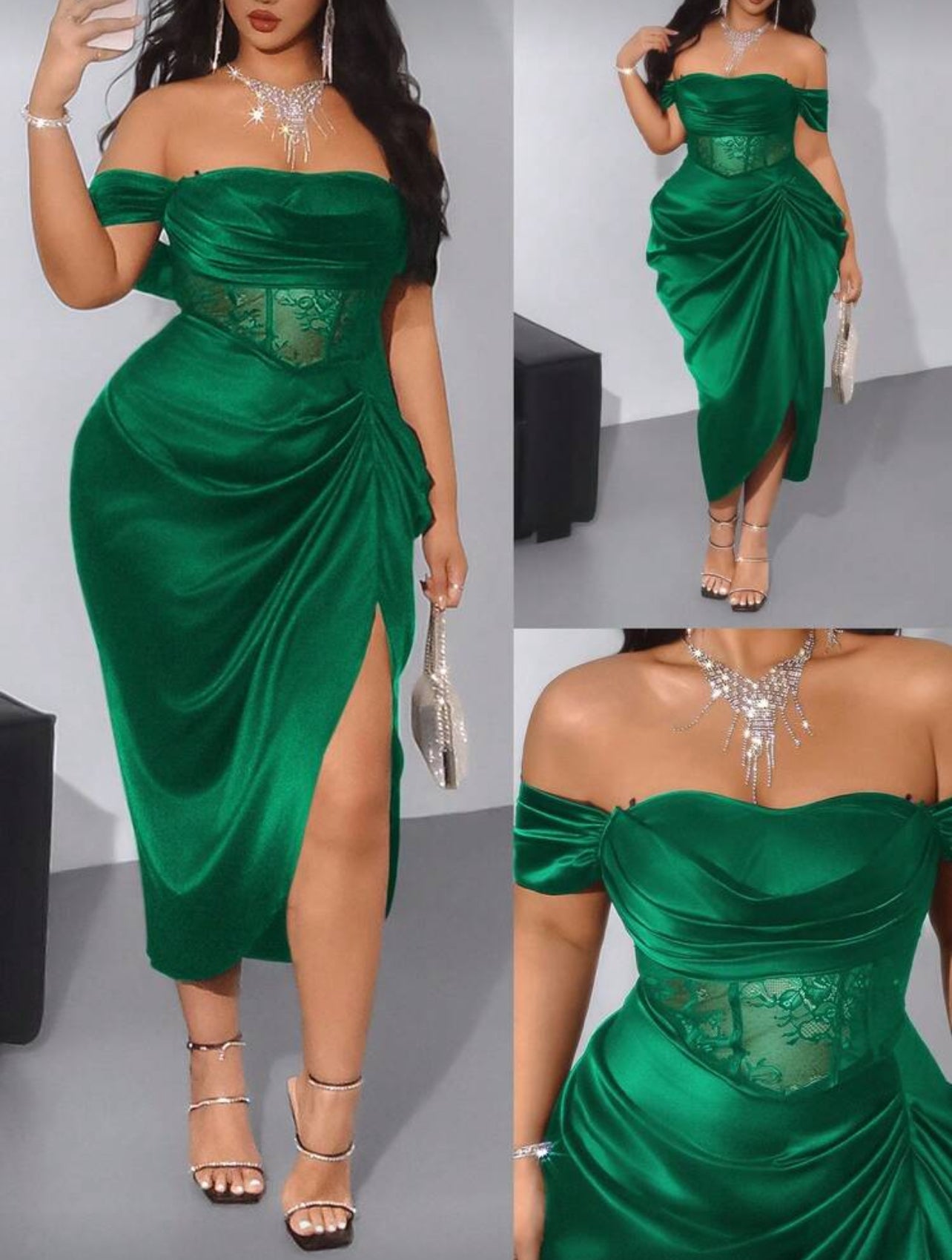 Elegant Plus Size Lace Detail Dress