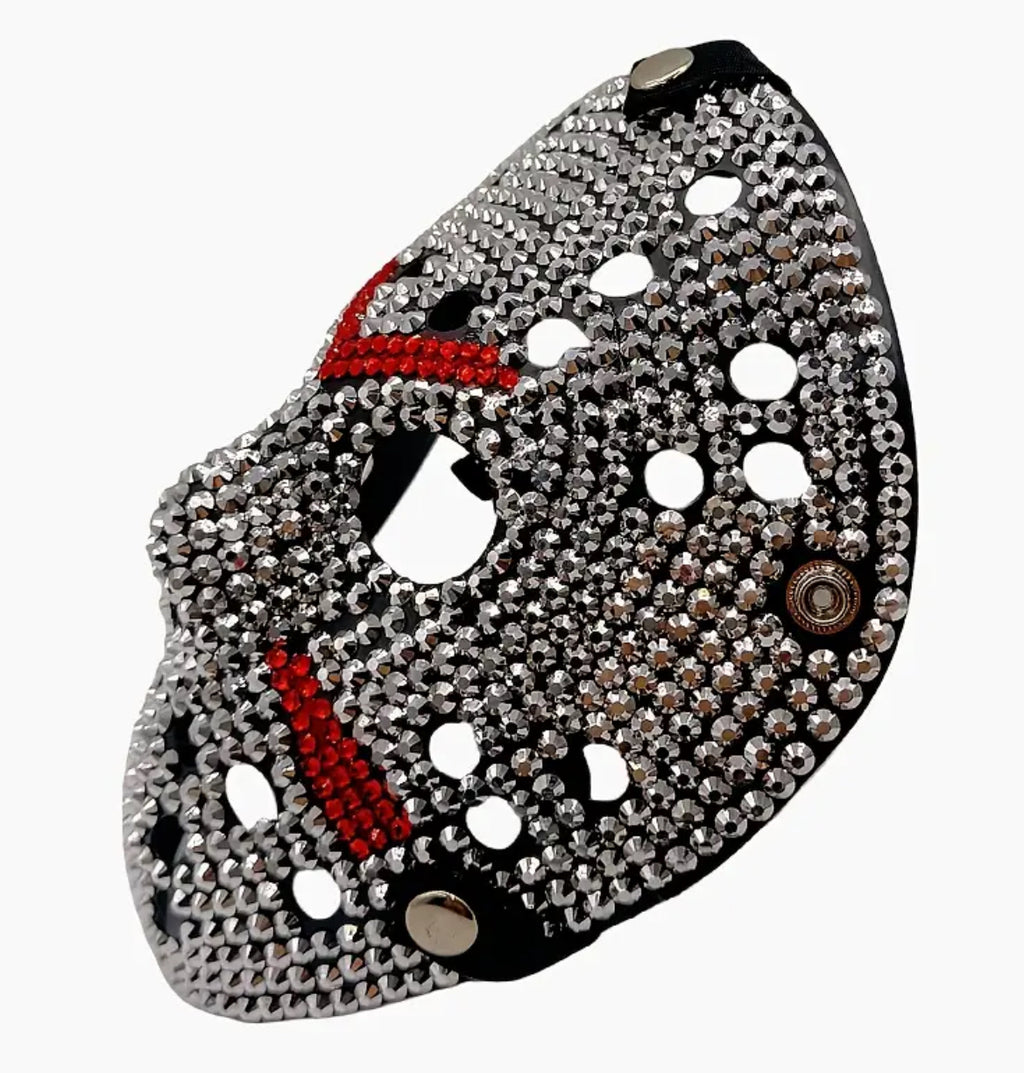 Jason Voorhees- Friday the 13th Mask Handcrafted with Sparkling Rhinestone & Metallic Accents 