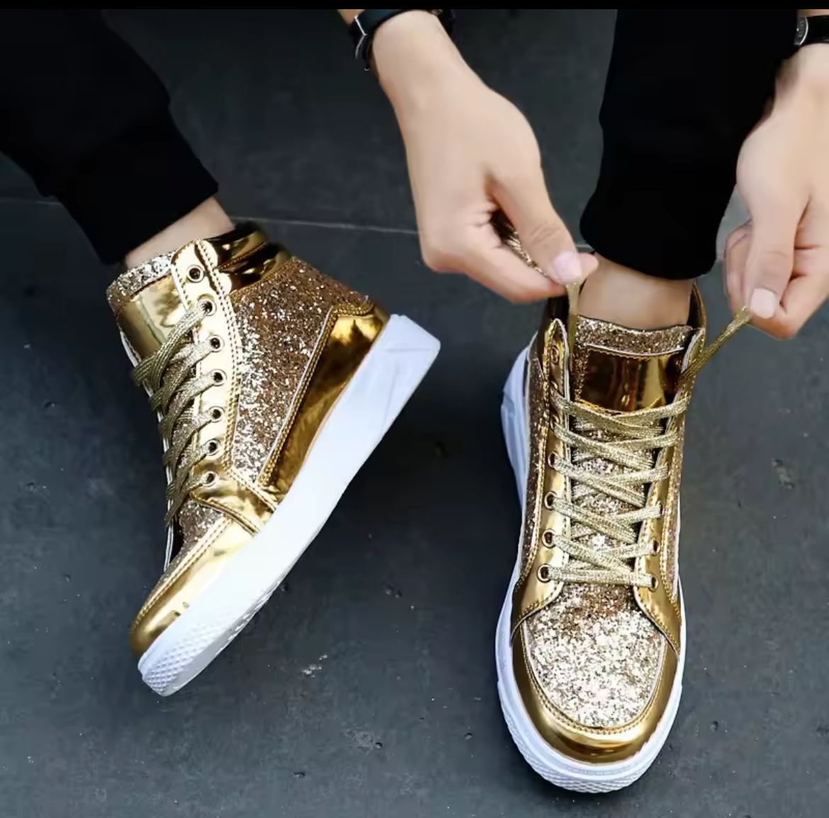 Men’s High Top Fashion Luxury Glitter Sneakers 