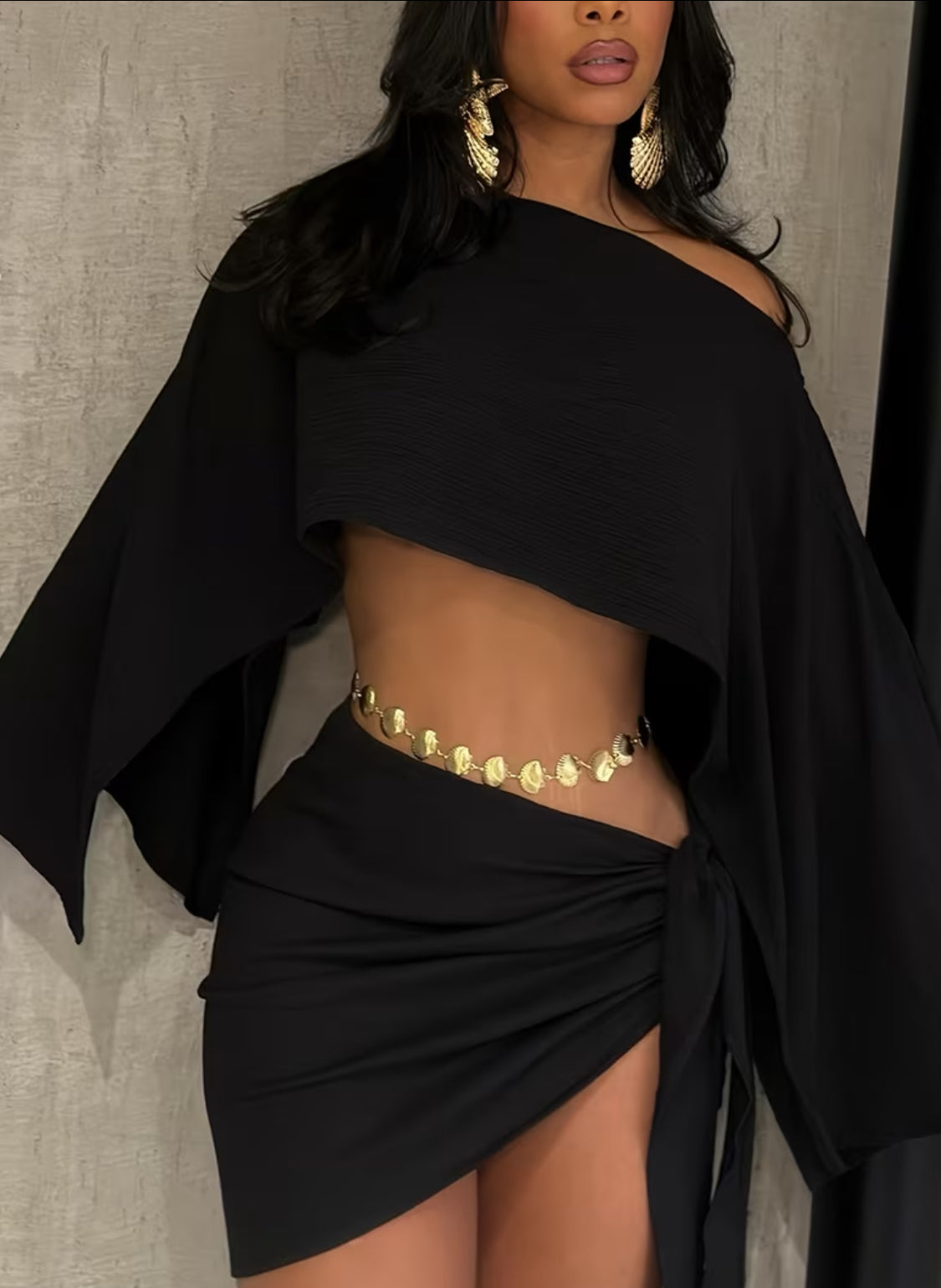 2 Piece Women's Summer Off-Shoulder Top and Stylish Bodycon Skirt Set 