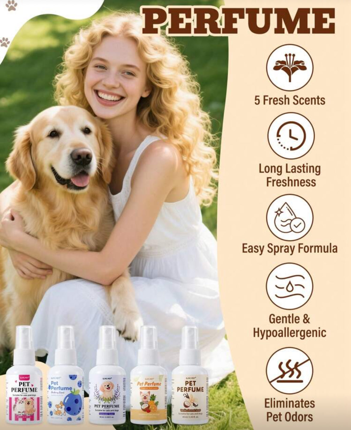 Pet Perfumes - 2.03 Fl.Oz 🐾🪻🥥Choice Of 5 Long-Lasting Scents 🍍🍓 Vet-Approved Formula 
