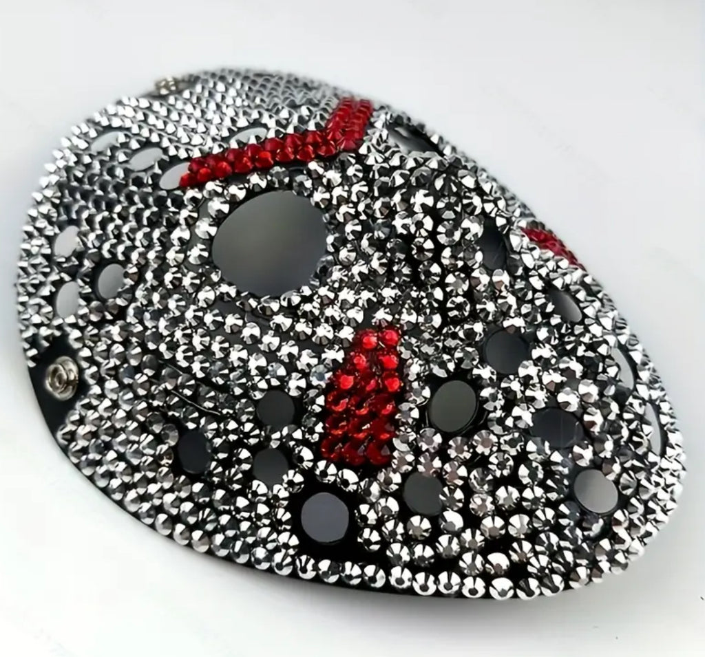 Jason Voorhees- Friday the 13th Mask Handcrafted with Sparkling Rhinestone & Metallic Accents 