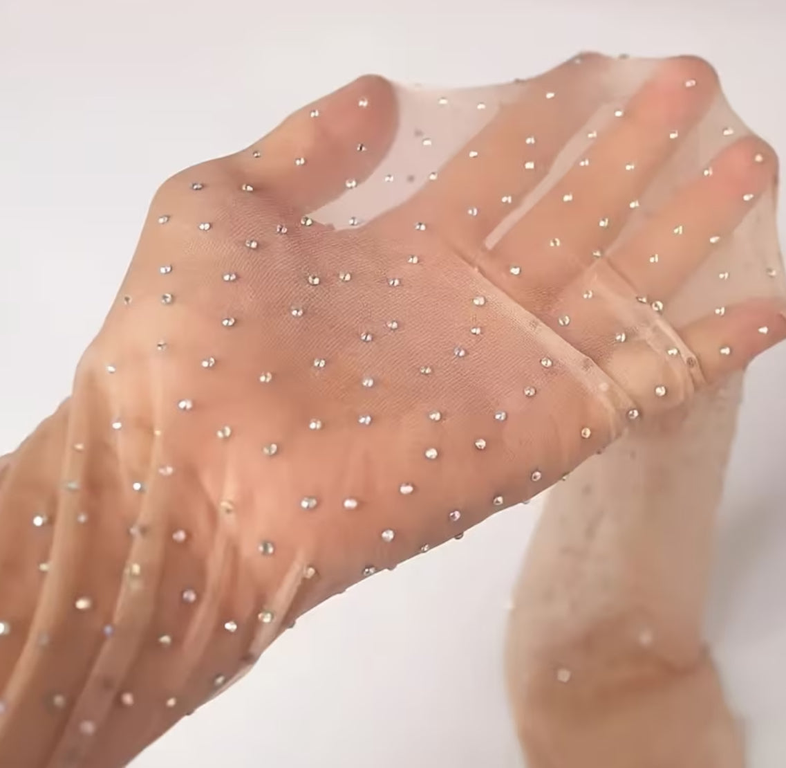 “Diamond” Women's Sparkling Pearls & Rhinestones Sheer Pantyhose - Shimmering Tights  (Hand Wash Only)